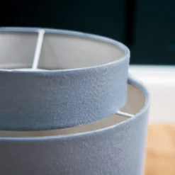 Finn Tier Drum Sky Blue Linen Shade - 25cm -Chic Lighting Store 13222480 1104944148435191