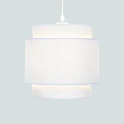 Finn Tier Drum Sky Blue Linen Shade - 25cm -Chic Lighting Store 13222480 1264901095855308