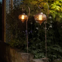 Cool Flame Solar Powered Hanging Lanterns - Pack Of 2