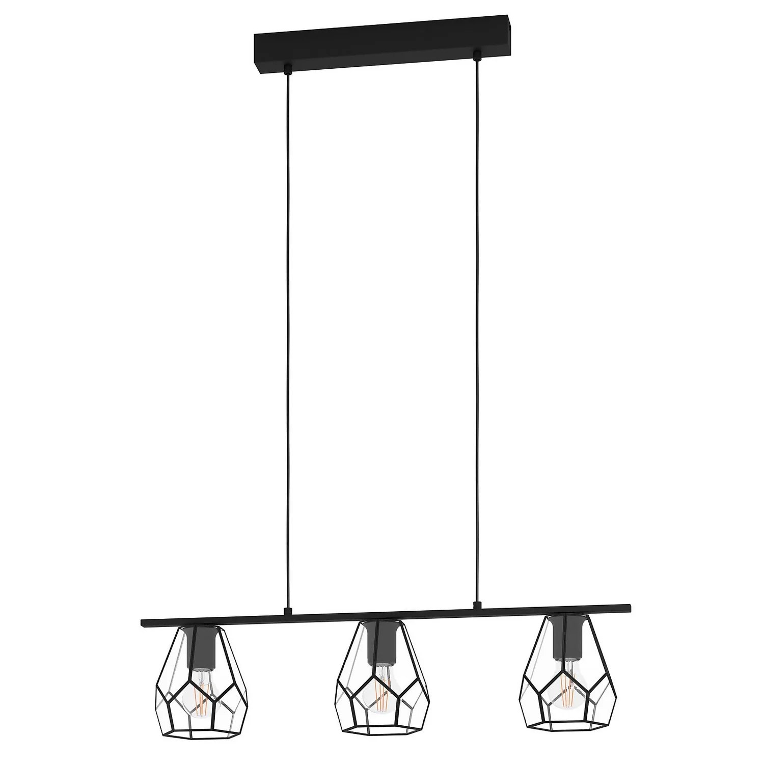 EGLO Mardyke Glass Steel 3L Pendant Light 4 EGLO Mardyke Glass Steel 3L Pendant Light - Image 2