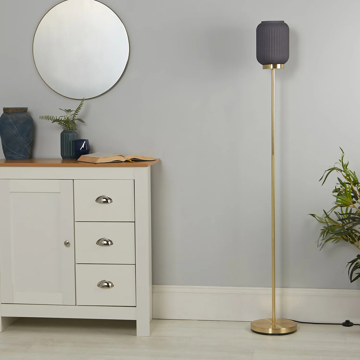 Pearl Frosted Floor Lamp - Navy 5 Pearl Frosted Floor Lamp - Navy - Image 3