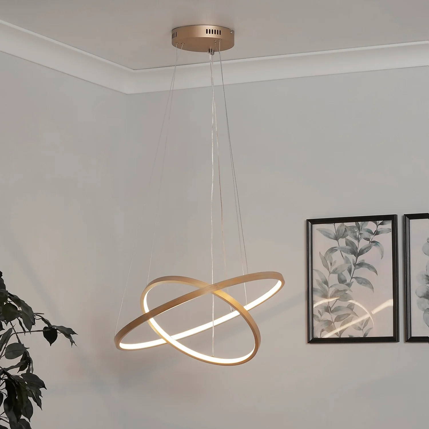 Malibu LED Double Ring Ceiling Pendant Light - Bamboo 9 Malibu LED Double Ring Ceiling Pendant Light - Bamboo - Image 7