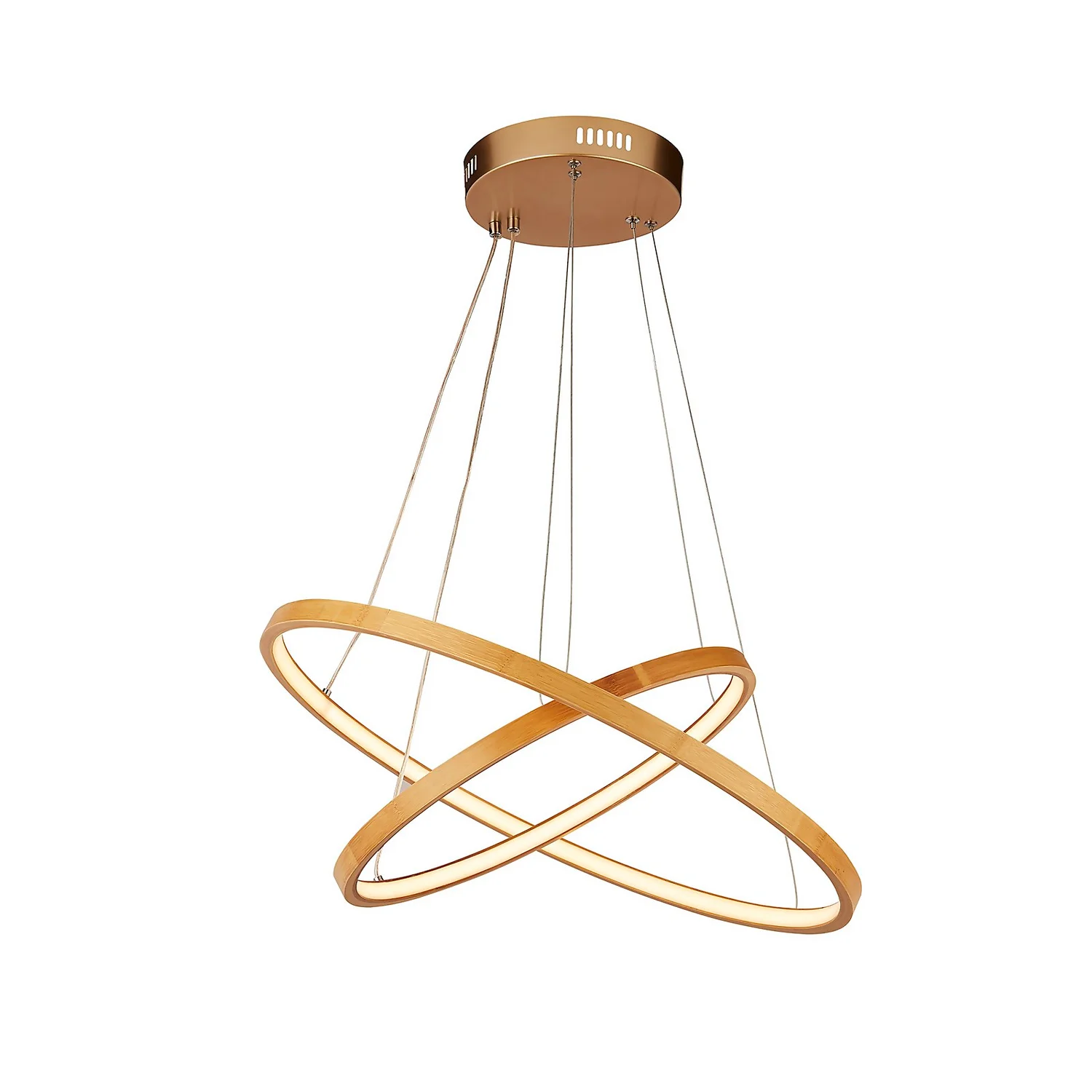 Malibu LED Double Ring Ceiling Pendant Light - Bamboo 4 Malibu LED Double Ring Ceiling Pendant Light - Bamboo - Image 2