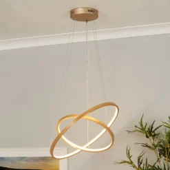 Malibu LED Double Ring Ceiling Pendant Light - Bamboo