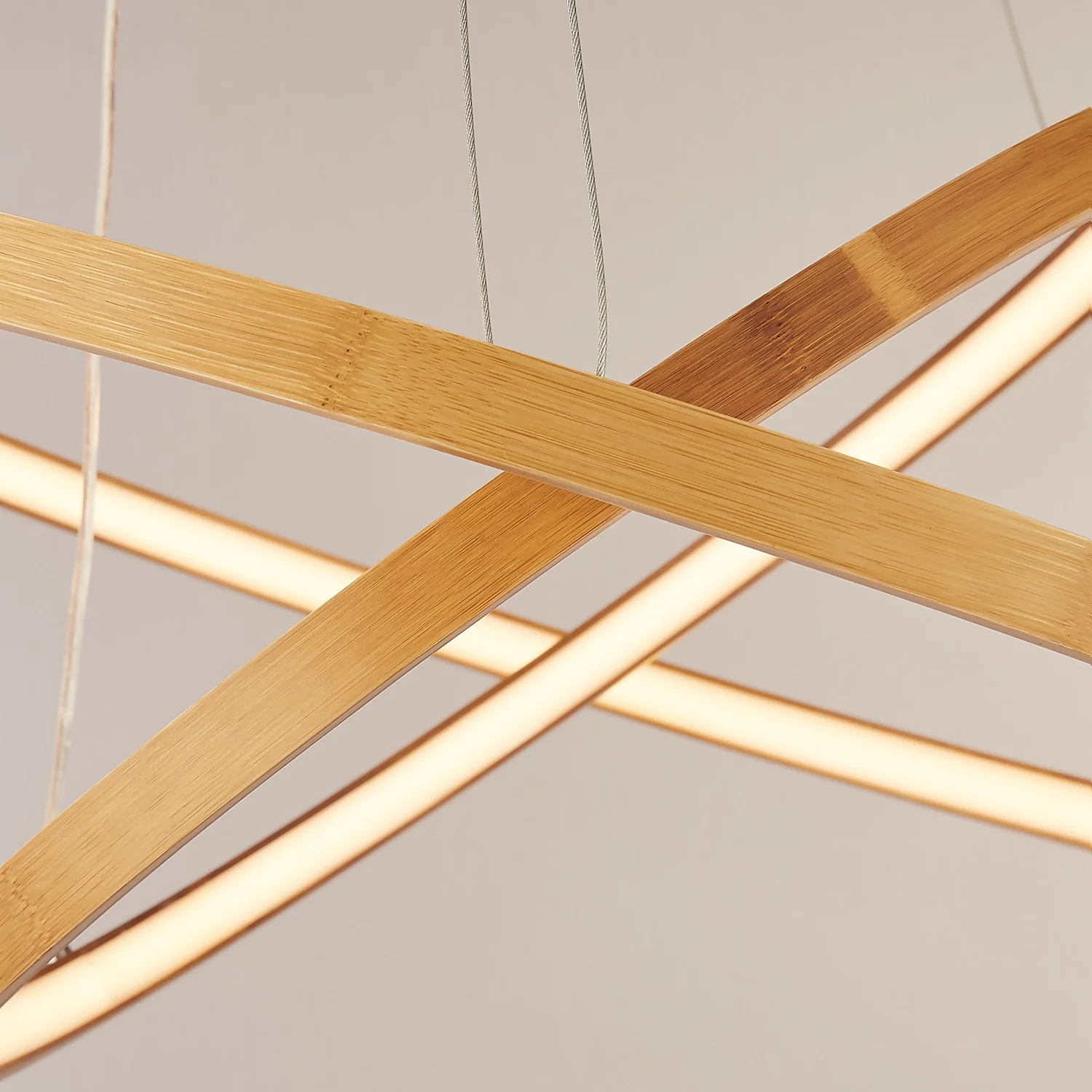 Malibu LED Double Ring Ceiling Pendant Light - Bamboo 8 Malibu LED Double Ring Ceiling Pendant Light - Bamboo - Image 6