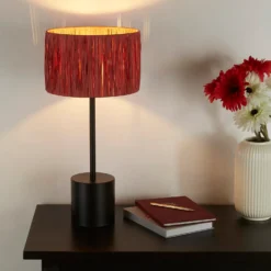 Raffia Table Lamp - Pink & Black 14 Raffia Table Lamp - Pink & Black -Chic Lighting Store 13525822 6394956834877017