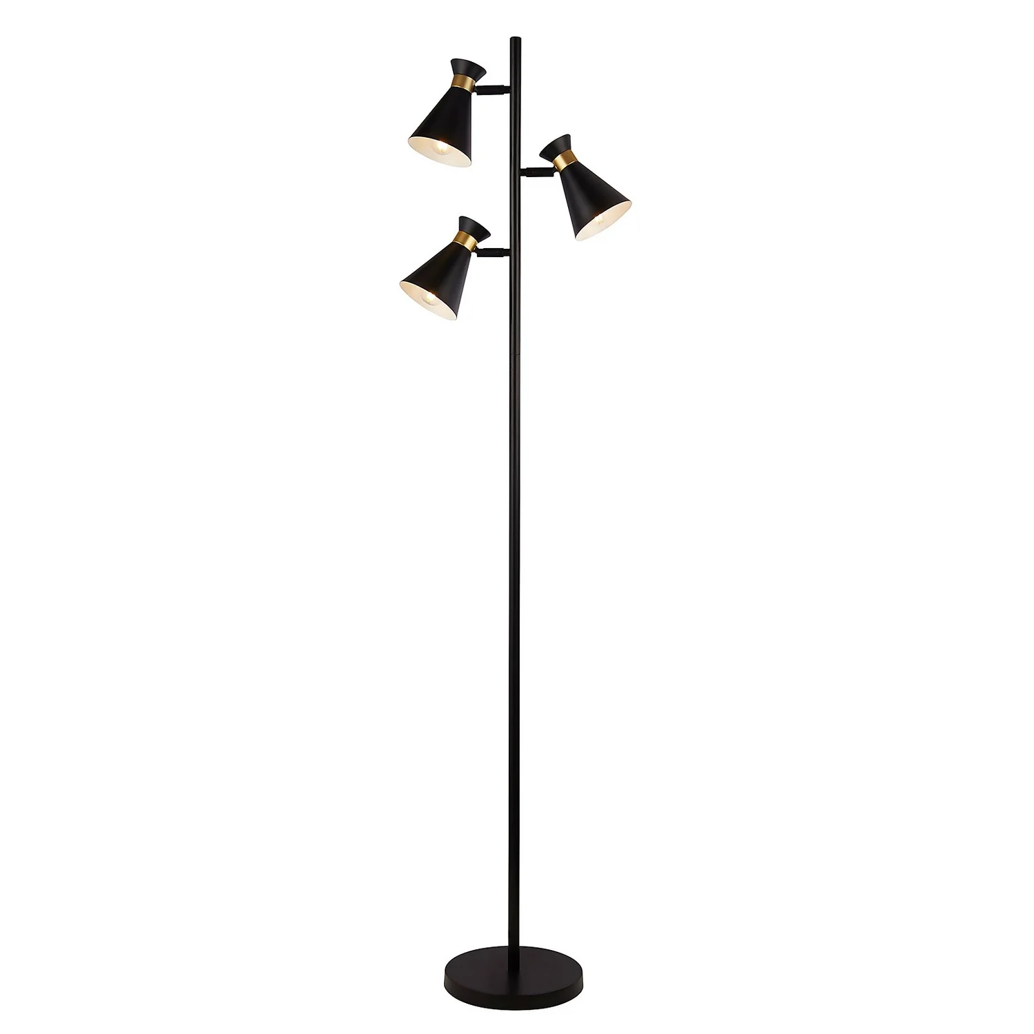 Balham 3 Light Floor Lamp - Black & Brass 4 Balham 3 Light Floor Lamp - Black & Brass - Image 2