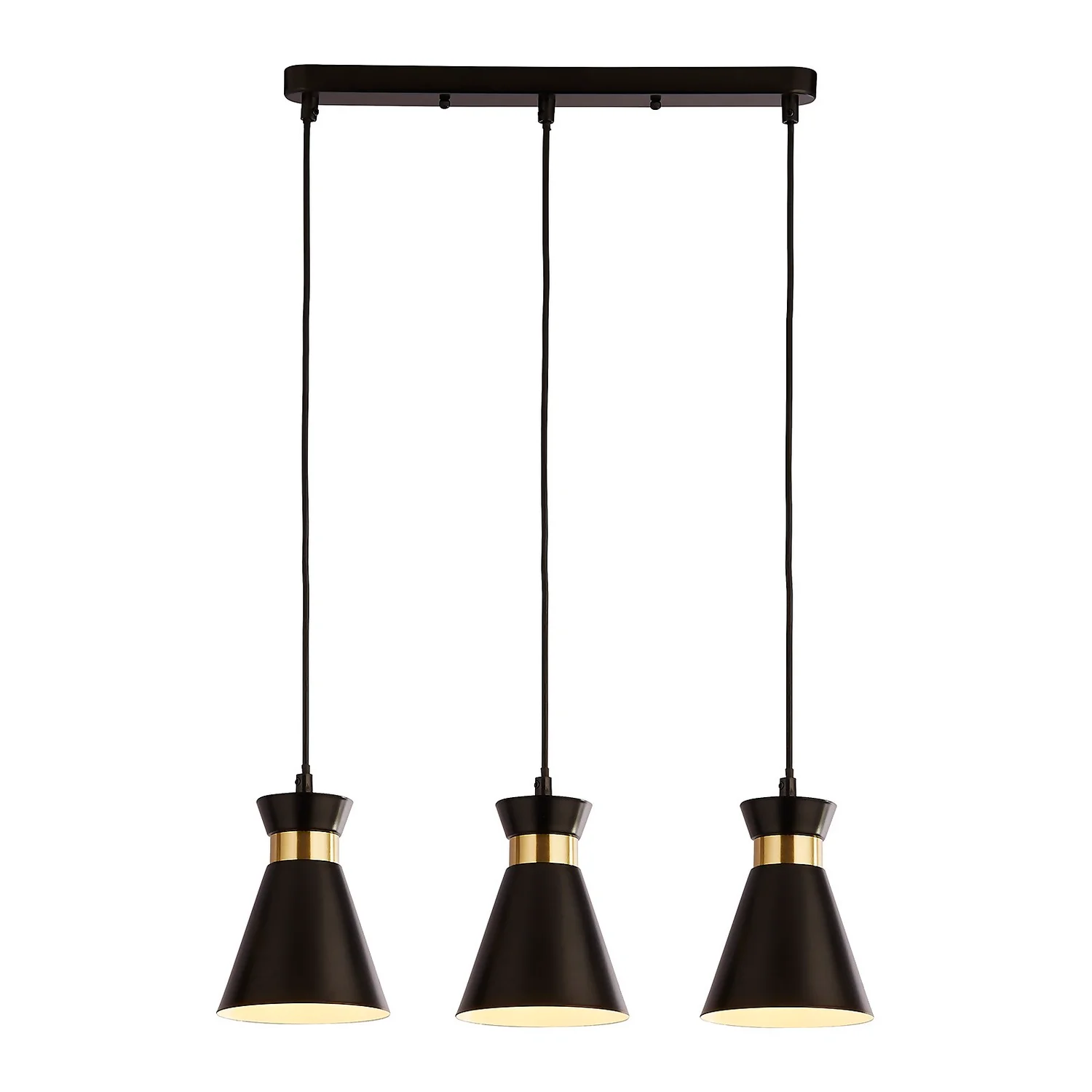 Balham 3 Light Diner Bar Light - Black & Brass 4 Balham 3 Light Diner Bar Light - Black & Brass - Image 2