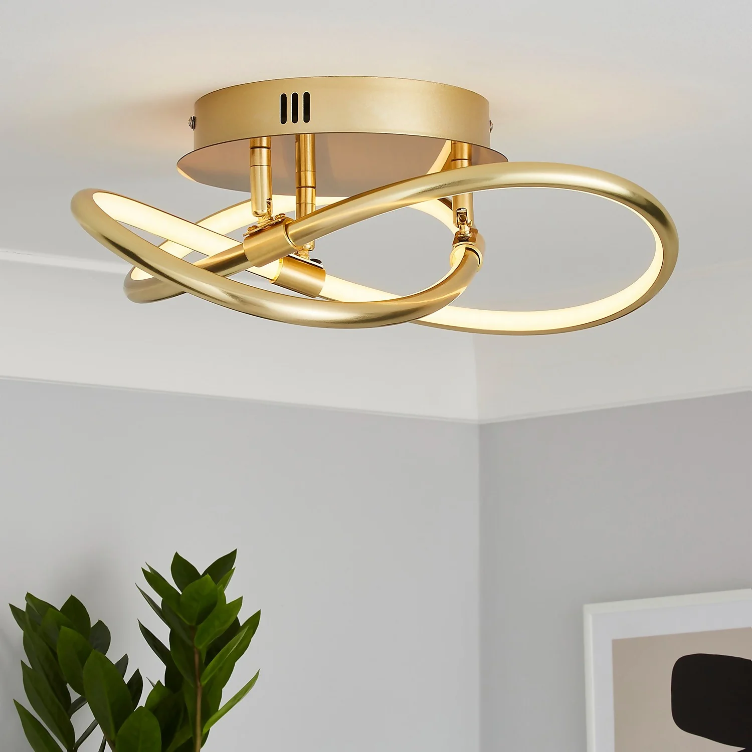 Bailey LED Spiral Flush Ceiling Light - Brass 3 Bailey LED Spiral Flush Ceiling Light - Brass
