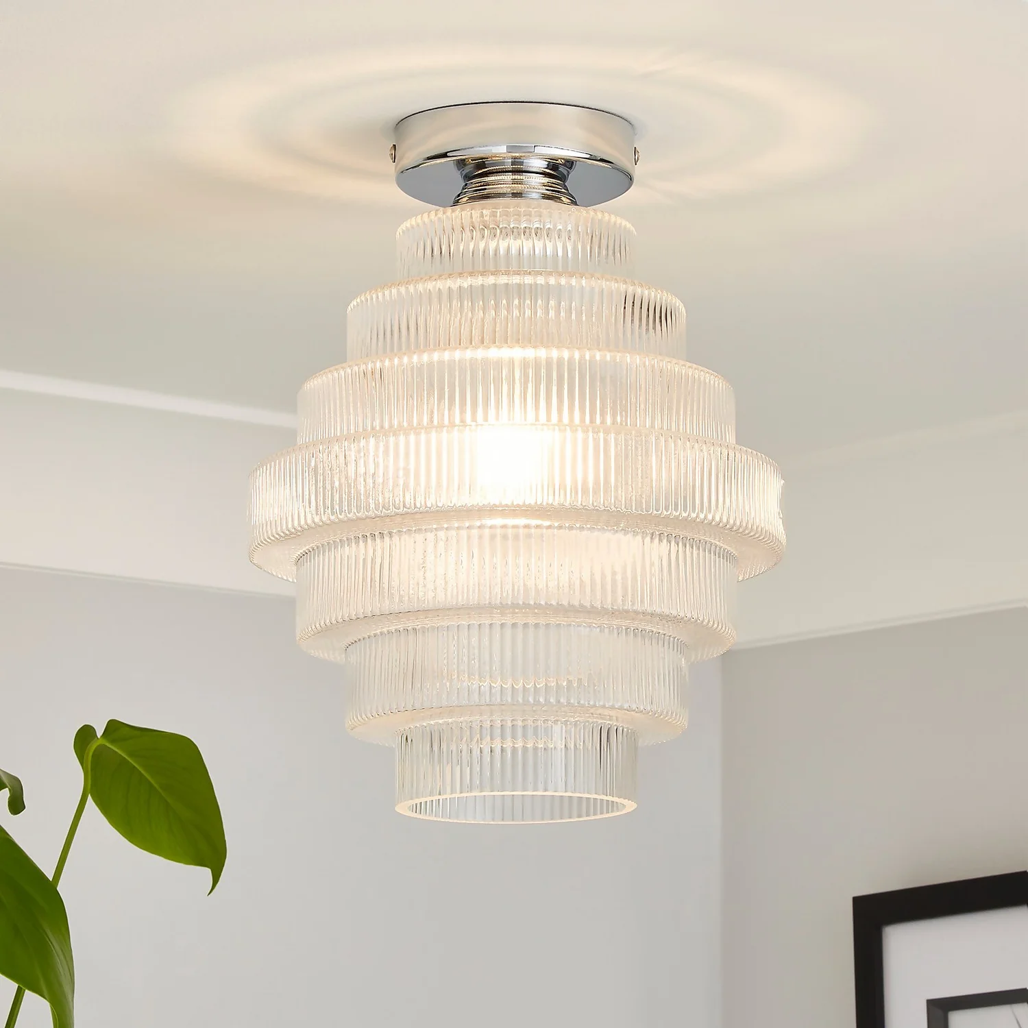 Monet Tiered Glass Flush Ceiling Light 3 Monet Tiered Glass Flush Ceiling Light