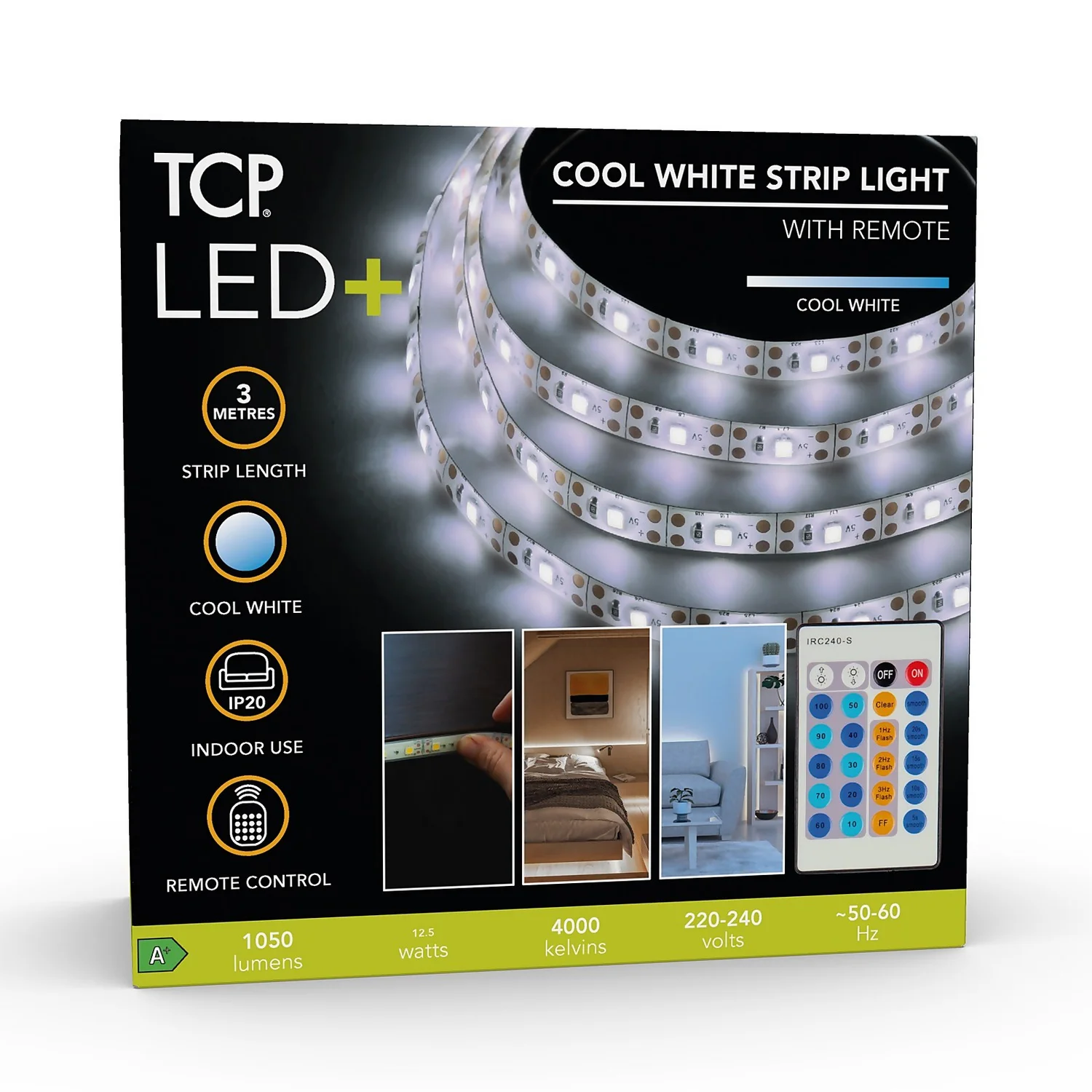 TCP LED Remote Strip Light - Cool White - 3m 3 TCP LED Remote Strip Light - Cool White - 3m