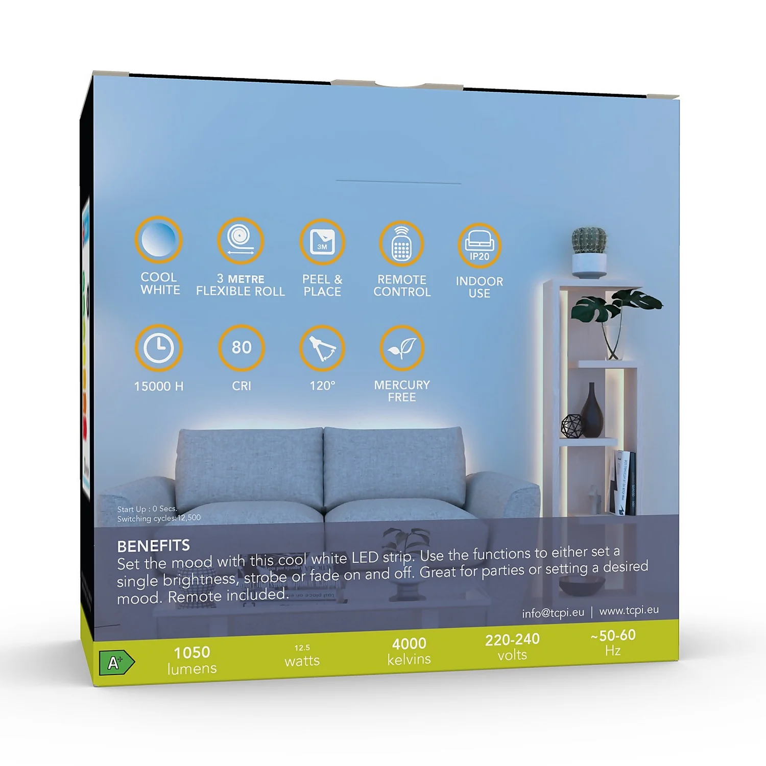 TCP LED Remote Strip Light - Cool White - 3m 4 TCP LED Remote Strip Light - Cool White - 3m - Image 2