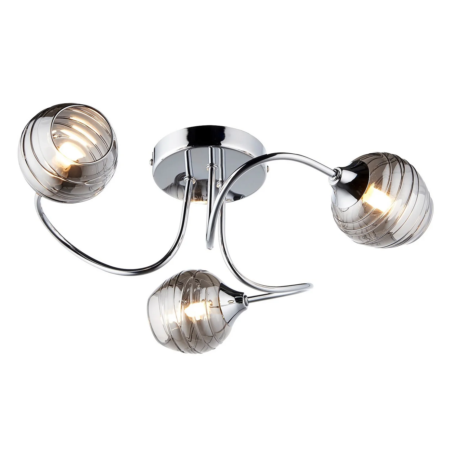 Marple 3 Light Semi Flush Ceiling Light - Chrome & Smoke 4 Marple 3 Light Semi Flush Ceiling Light - Chrome & Smoke - Image 2