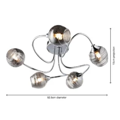 Marple 5 Light Semi Flush Ceiling Light - Chrome & Smoke -Chic Lighting Store 13645384 2014956789790233