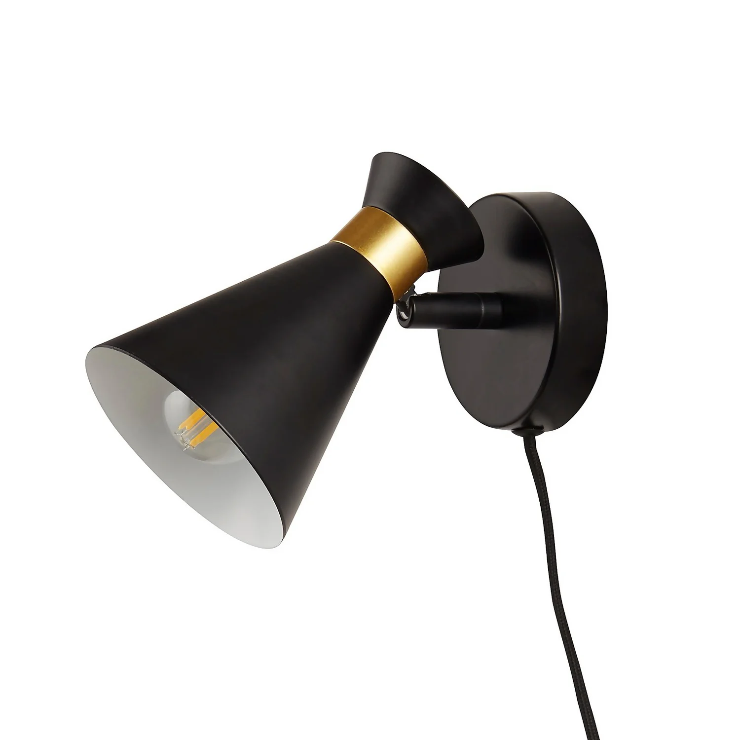 Balham Plug In Wall Light - Black & Brass 5 Balham Plug In Wall Light - Black & Brass - Image 3