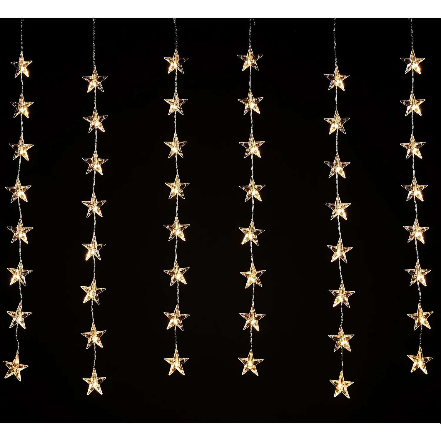 48 Acrylic Star LED Christmas Window Curtain Lights - Warm White 4 48 Acrylic Star LED Christmas Window Curtain Lights - Warm White - Image 2