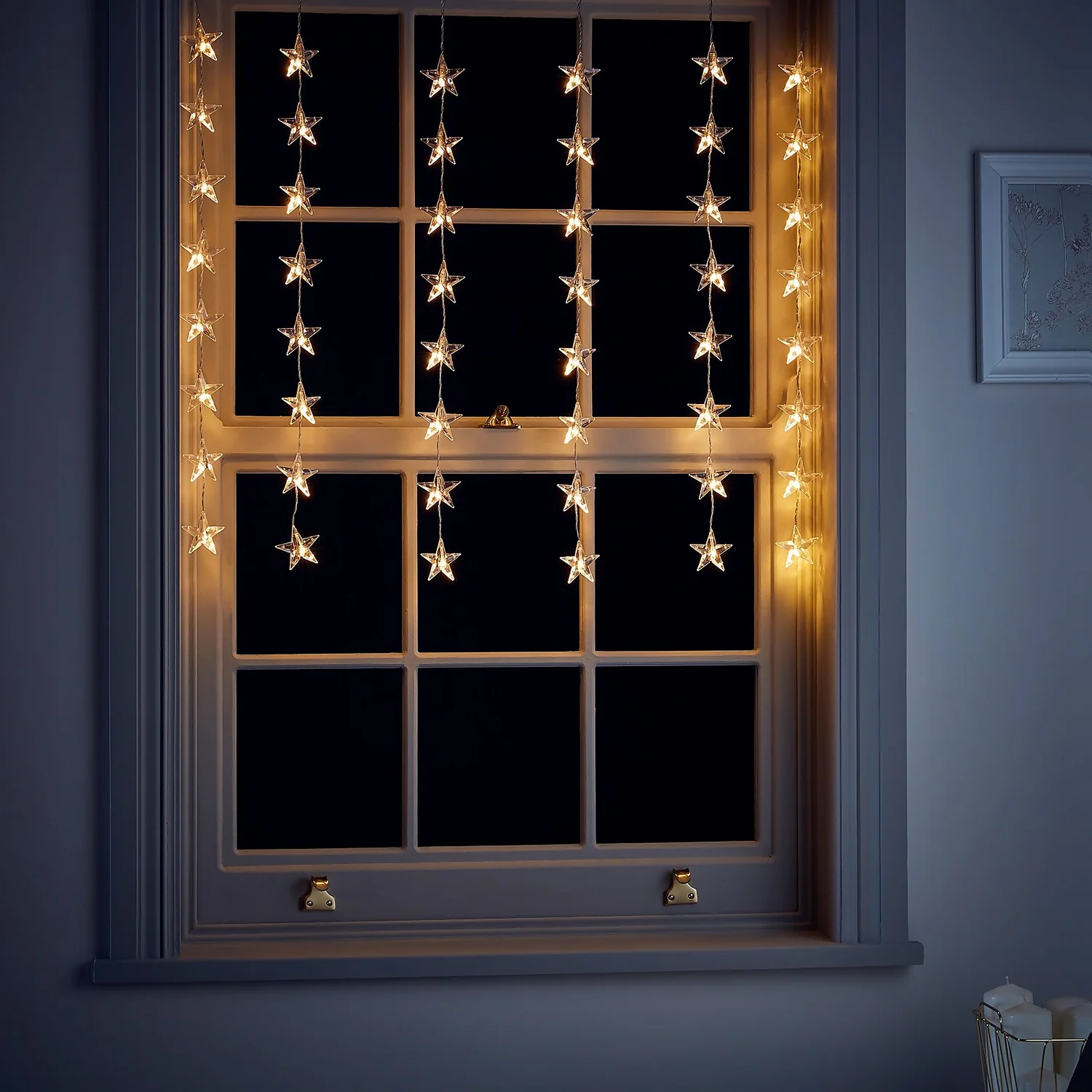 48 Acrylic Star LED Christmas Window Curtain Lights - Warm White 3 48 Acrylic Star LED Christmas Window Curtain Lights - Warm White