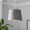 Mia Velvet 30cm Patterned Lamp Shade - Grey 1 Mia Velvet 30cm Patterned Lamp Shade - Grey -Chic Lighting Store 13751365 1954969499005629