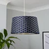 Mia Velvet 43cm Patterned Lamp Shade - Navy 1 Mia Velvet 43cm Patterned Lamp Shade - Navy -Chic Lighting Store 13751366 1894969498969071