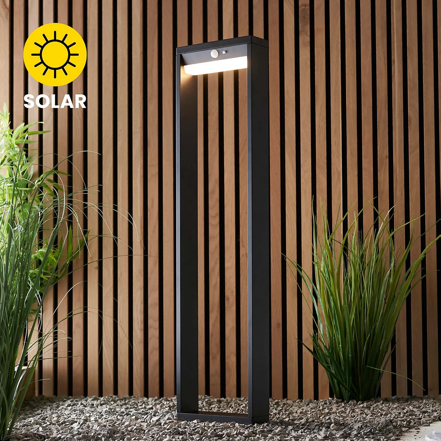 Dannah 80cm Photocell & PIR Solar Outdoor Floor Light - Black 3 Dannah 80cm Photocell & PIR Solar Outdoor Floor Light - Black