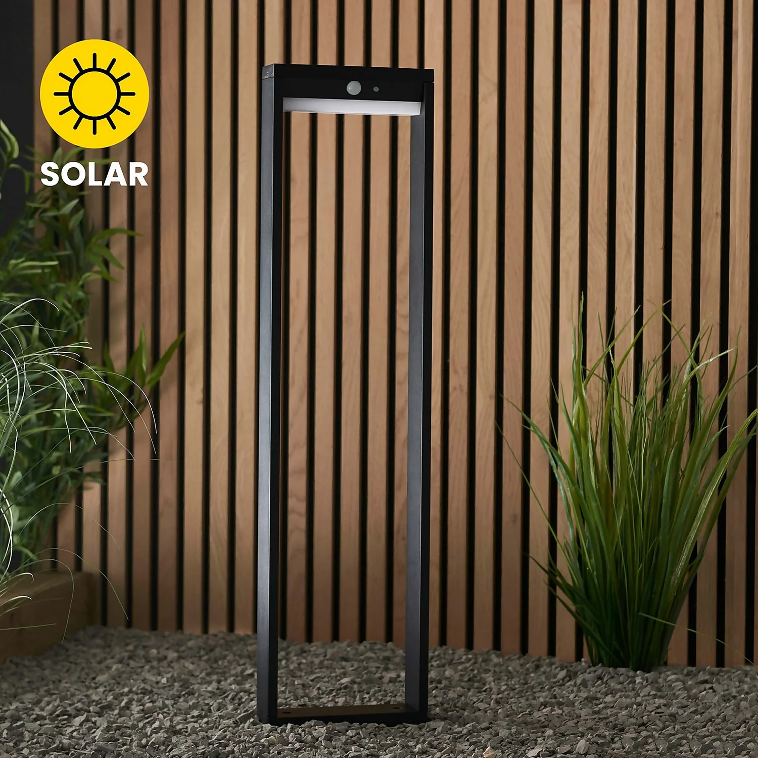 Dannah 80cm Photocell & PIR Solar Outdoor Floor Light - Black 5 Dannah 80cm Photocell & PIR Solar Outdoor Floor Light - Black - Image 3