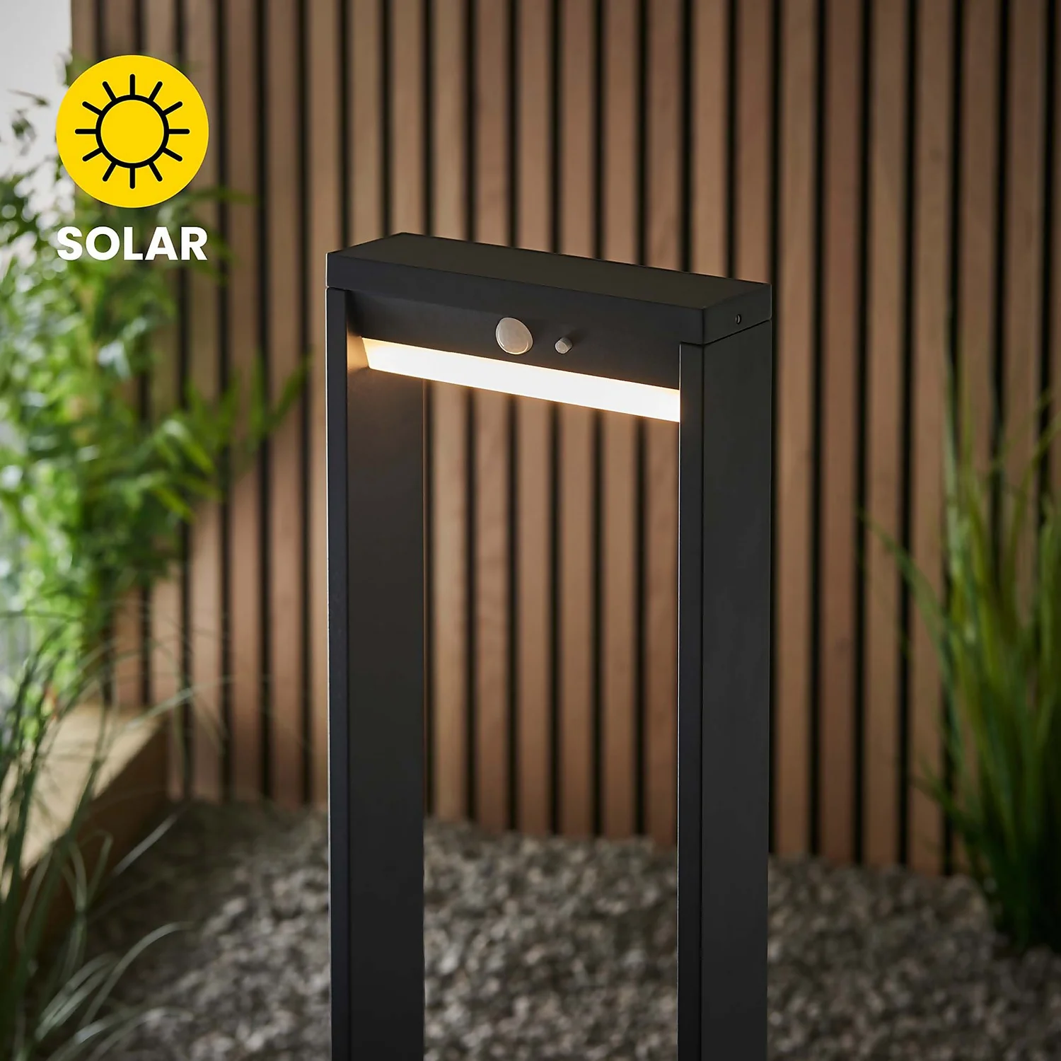 Dannah 80cm Photocell & PIR Solar Outdoor Floor Light - Black 7 Dannah 80cm Photocell & PIR Solar Outdoor Floor Light - Black - Image 5
