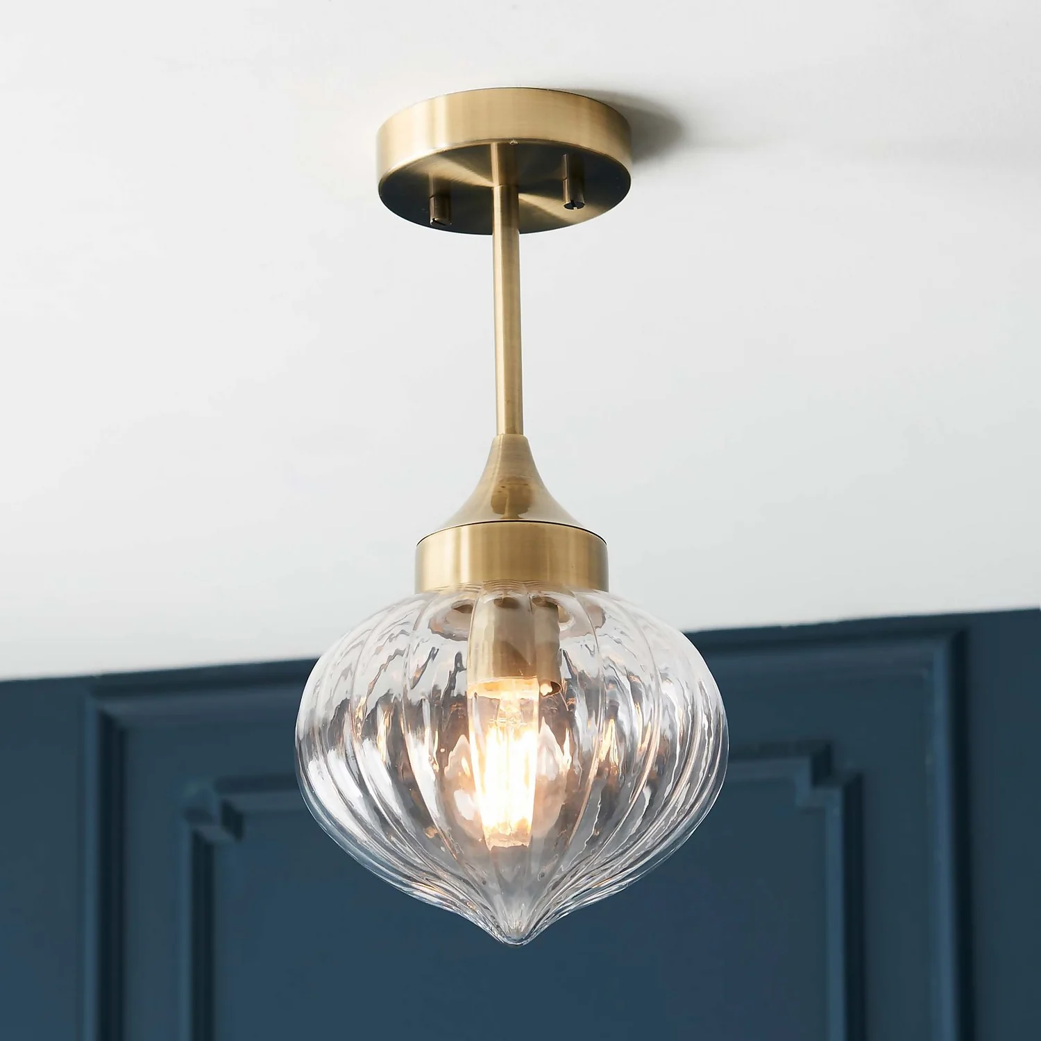 Addington Semi Flush Light - Brass 3 Addington Semi Flush Light - Brass