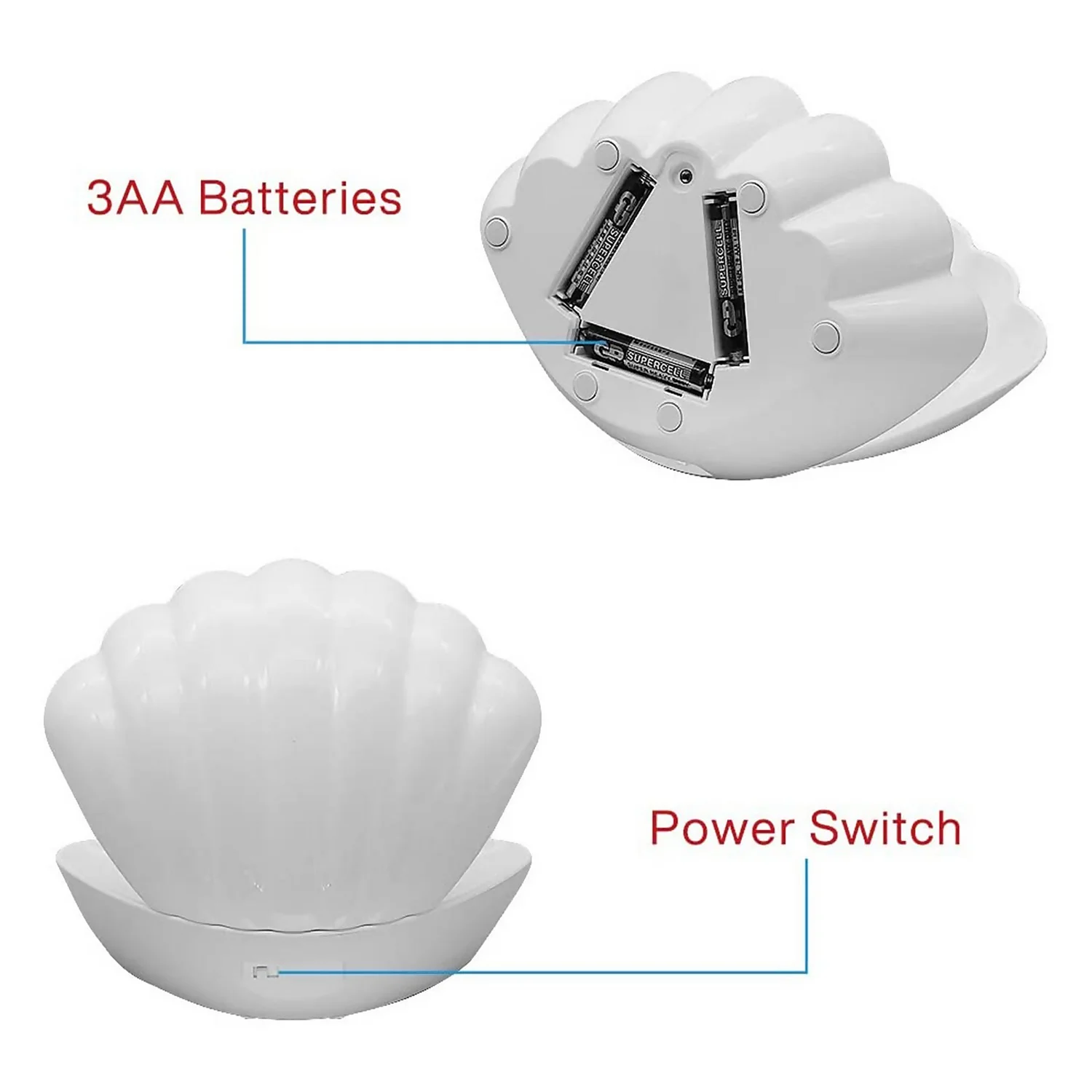 Colour Changing LED Glitter Shell Lamp 6 Colour Changing LED Glitter Shell Lamp - Image 4