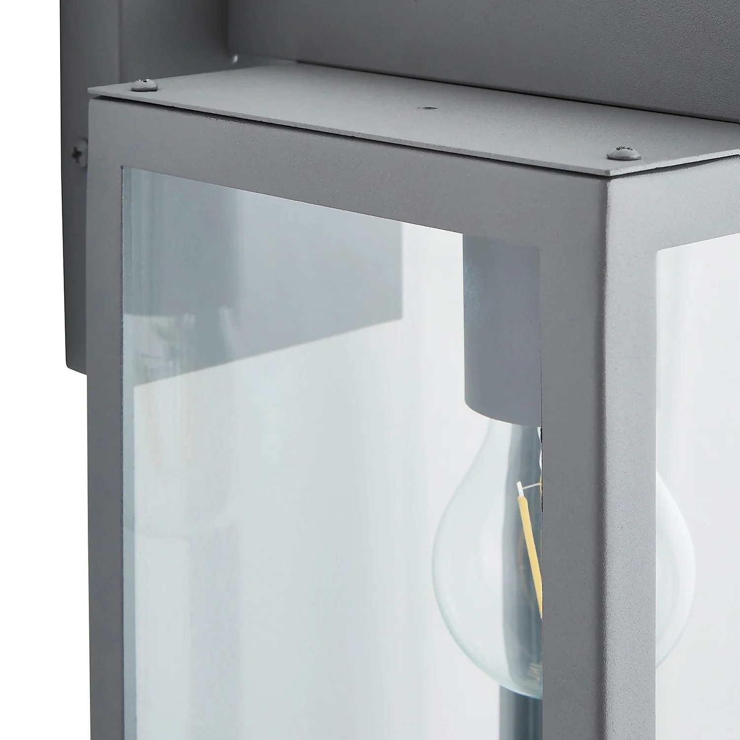 Hestia E27 Glass Panel Outdoor Box Lantern - Silver 6 Hestia E27 Glass Panel Outdoor Box Lantern - Silver - Image 4
