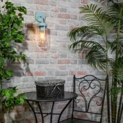 Kew Curved Arm E27 Outdoor Wall Light - Pale Blue 11 Kew Curved Arm E27 Outdoor Wall Light - Pale Blue -Chic Lighting Store 13924368 1914981979588091