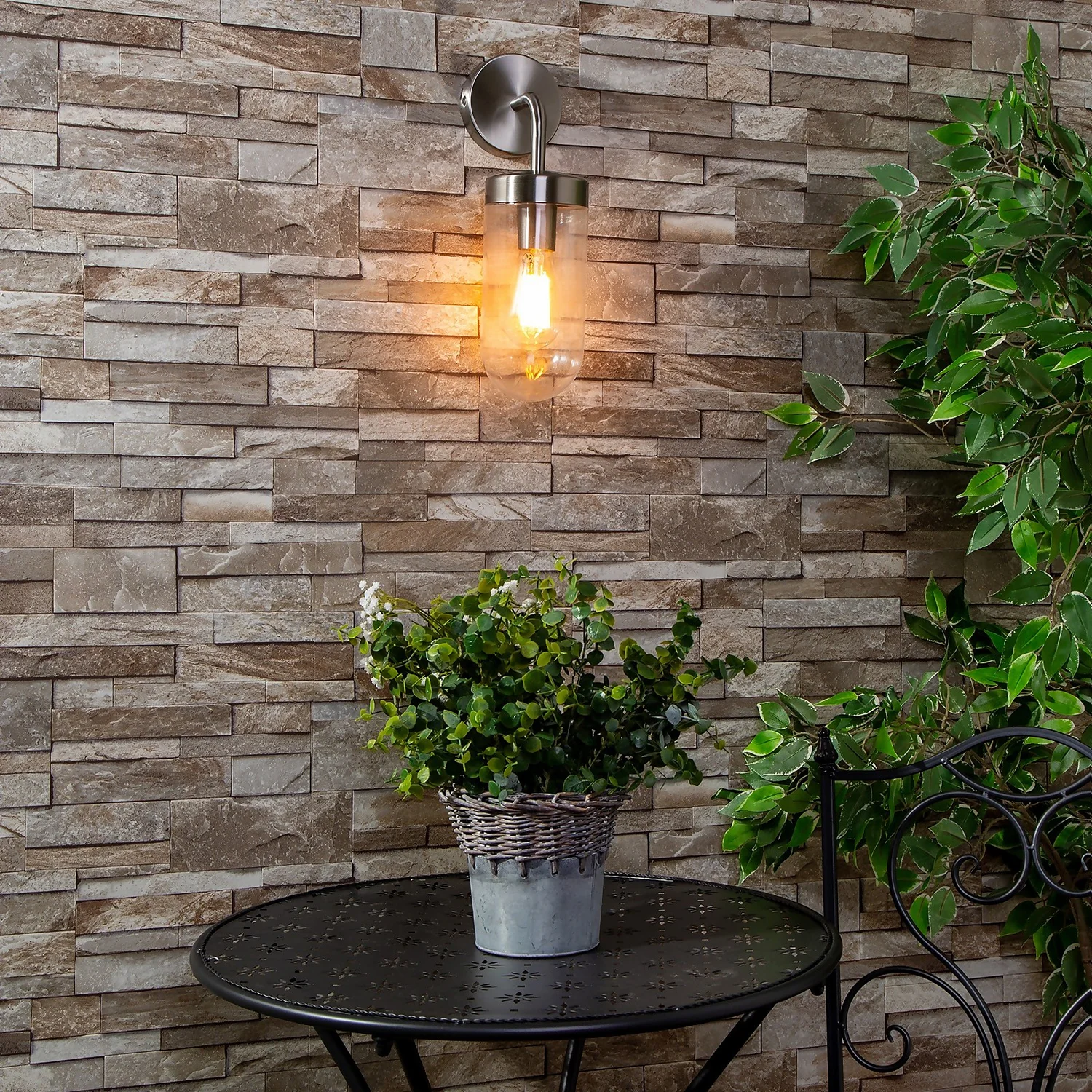 Kew Curved Arm E27 Outdoor Wall Light - Stainless Steel 7 Kew Curved Arm E27 Outdoor Wall Light - Stainless Steel - Image 5