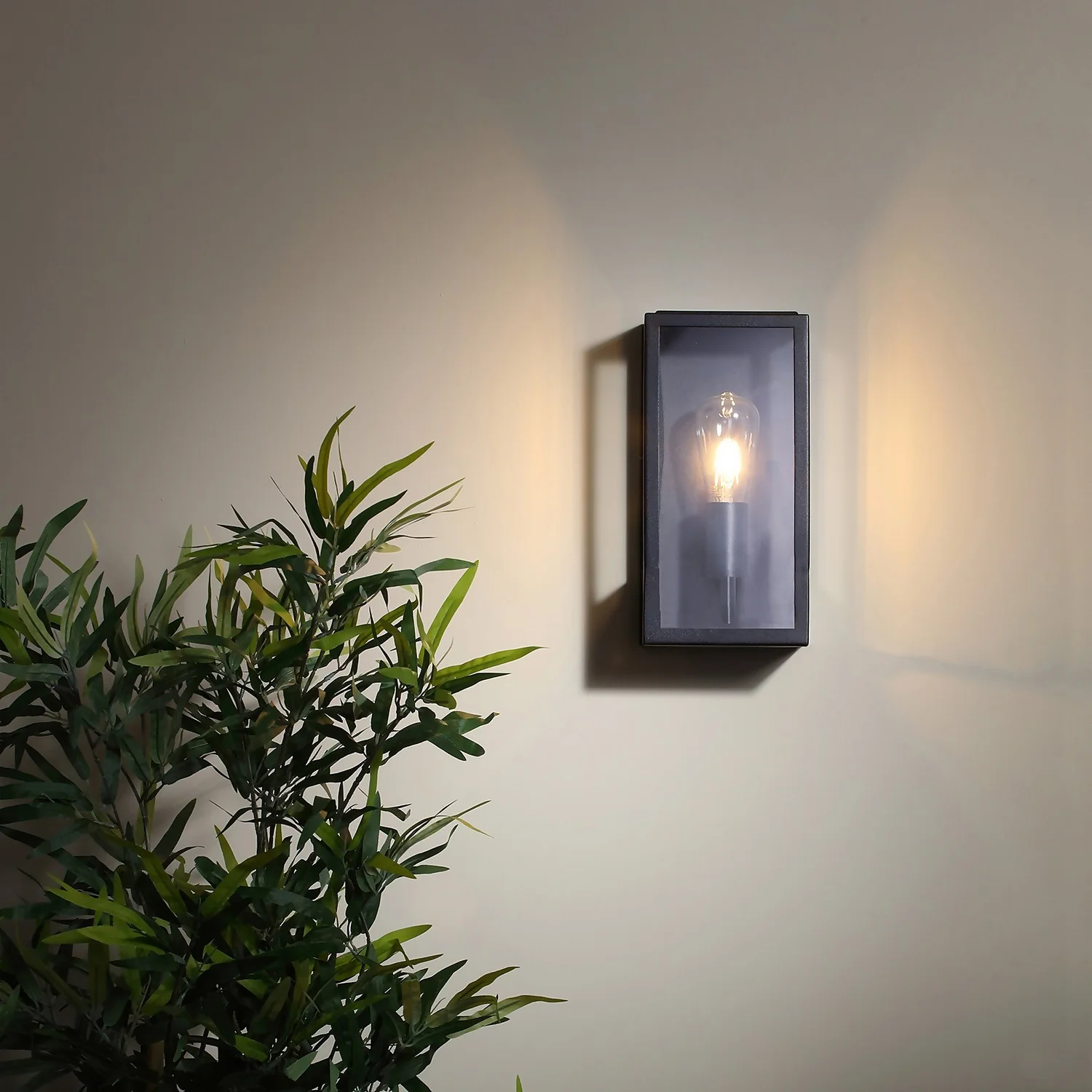 Minerva Outdoor Box Lantern Wall Light - Black 3 Minerva Outdoor Box Lantern Wall Light - Black