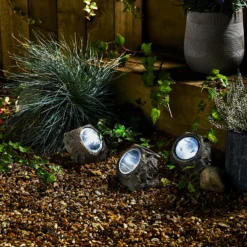 Homebase Edit Large Rock Solar Lights - Pack Of 3