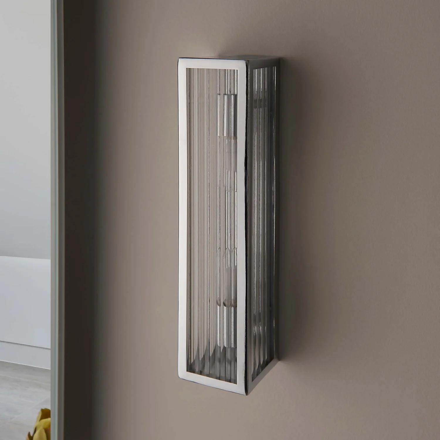 Daltra Large Ribbed Bathroom Wall Light - Chrome Effect 7 Daltra Large Ribbed Bathroom Wall Light - Chrome Effect - Image 5