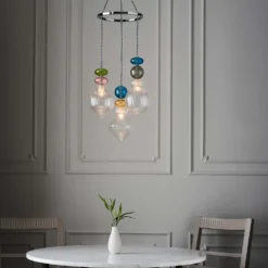 Elgin Cluster Pendant Ceiling Light - Multicoloured & Chrome 12 Elgin Cluster Pendant Ceiling Light - Multicoloured & Chrome -Chic Lighting Store 14301808 1895038439554155