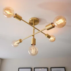 Logie Semi Flush Ceiling Light - Brass Effect 14 Logie Semi Flush Ceiling Light - Brass Effect -Chic Lighting Store 14301818 1055038438992516