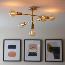 Logie Semi Flush Ceiling Light - Brass Effect 12 Logie Semi Flush Ceiling Light - Brass Effect -Chic Lighting Store 14301818 1365038438855872
