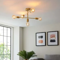 Logie Semi Flush Ceiling Light - Brass Effect 13 Logie Semi Flush Ceiling Light - Brass Effect -Chic Lighting Store 14301818 3405038438917240