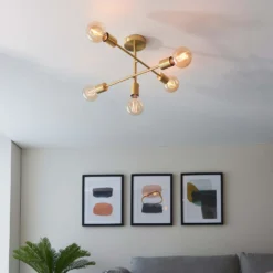 Logie Semi Flush Ceiling Light - Brass Effect 15 Logie Semi Flush Ceiling Light - Brass Effect -Chic Lighting Store 14301818 4345038439050593