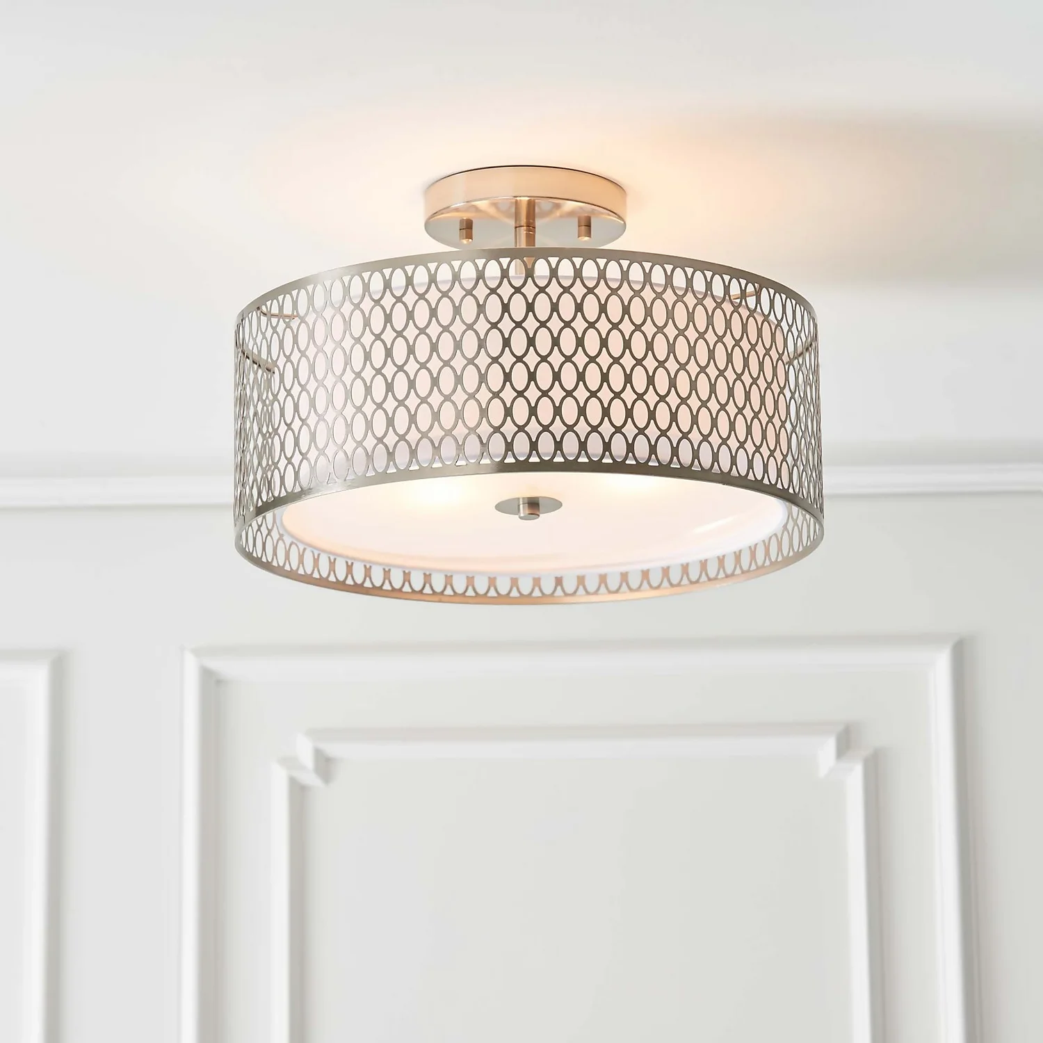 Orton Flush Ceiling Light - Nickel Effect 3 Orton Flush Ceiling Light - Nickel Effect