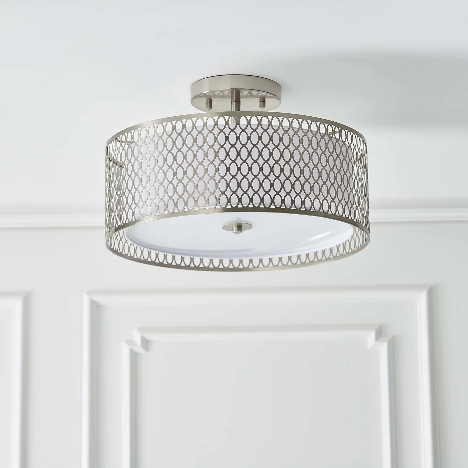 Orton Flush Ceiling Light - Nickel Effect 5 Orton Flush Ceiling Light - Nickel Effect - Image 3