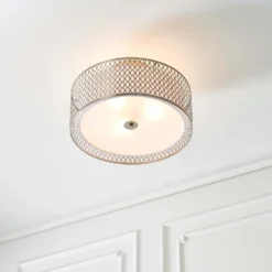 Orton Flush Ceiling Light - Nickel Effect 12 Orton Flush Ceiling Light - Nickel Effect -Chic Lighting Store 14301820 5375038437973998