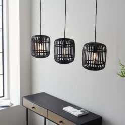 Saval 3 Lamp Pendant Diner Bar Light - Dark Bamboo 15 Saval 3 Lamp Pendant Diner Bar Light - Dark Bamboo -Chic Lighting Store 14301826 1075038437872826