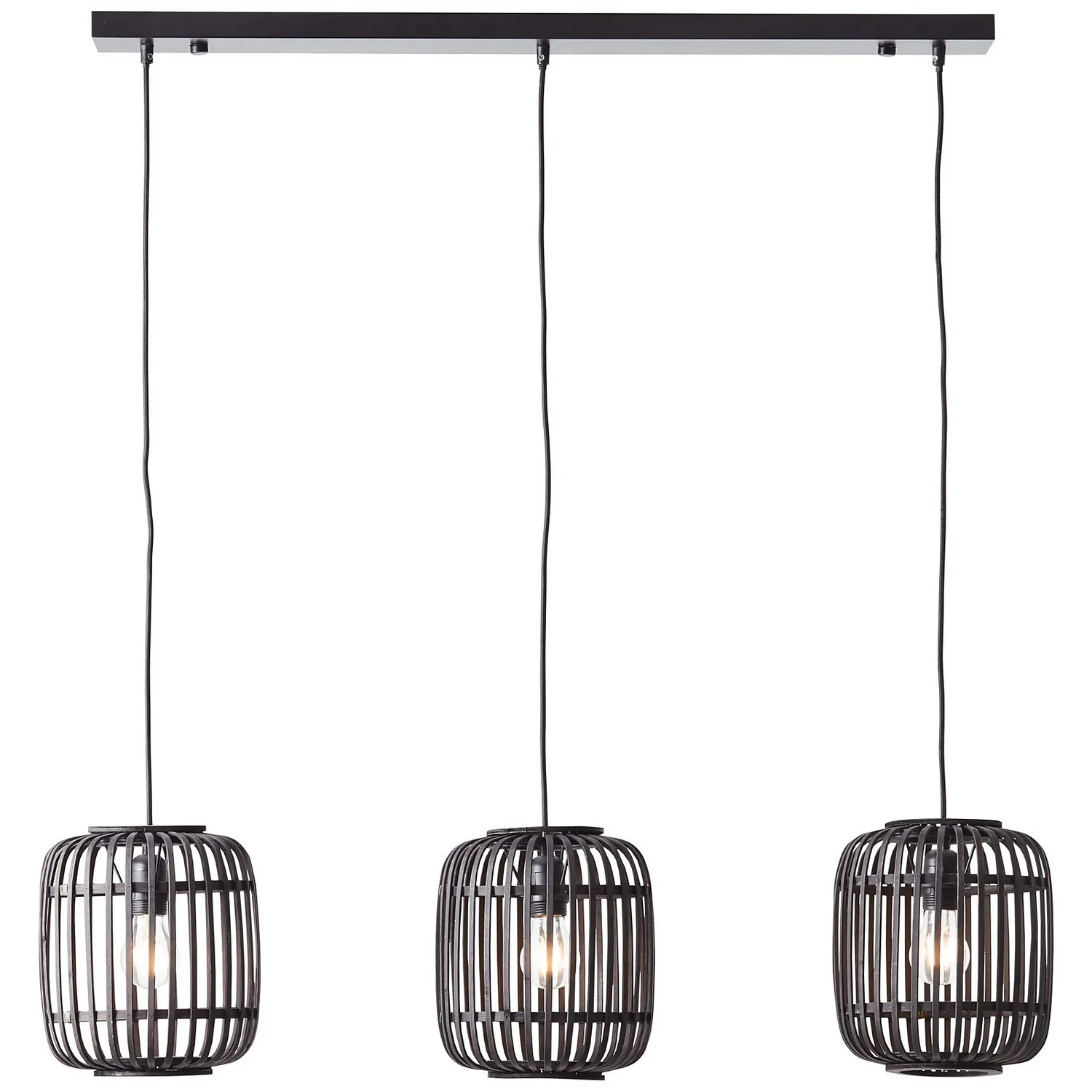 Saval 3 Lamp Pendant Diner Bar Light - Dark Bamboo 4 Saval 3 Lamp Pendant Diner Bar Light - Dark Bamboo - Image 2