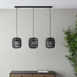 Saval 3 Lamp Pendant Diner Bar Light - Dark Bamboo 14 Saval 3 Lamp Pendant Diner Bar Light - Dark Bamboo -Chic Lighting Store 14301826 1955038437827793