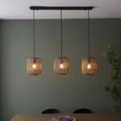 Saval 3 Lamp Pendant Diner Bar Light - Natural Bamboo 12 Saval 3 Lamp Pendant Diner Bar Light - Natural Bamboo -Chic Lighting Store 14301827 4415038439206326
