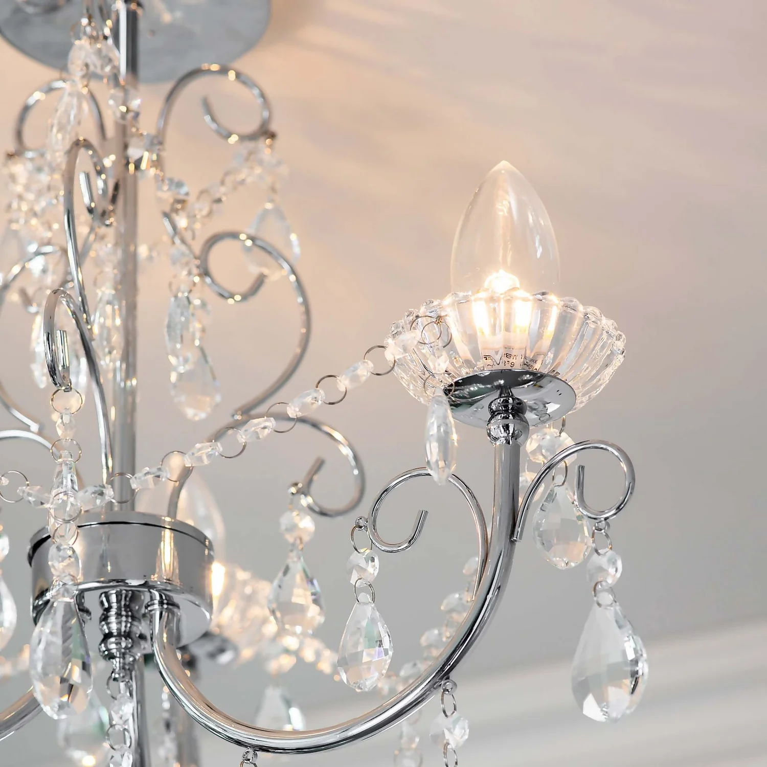 Shanzie Semi Flush Bathroom Chandelier Light - Chrome Effect 7 Shanzie Semi Flush Bathroom Chandelier Light - Chrome Effect - Image 5