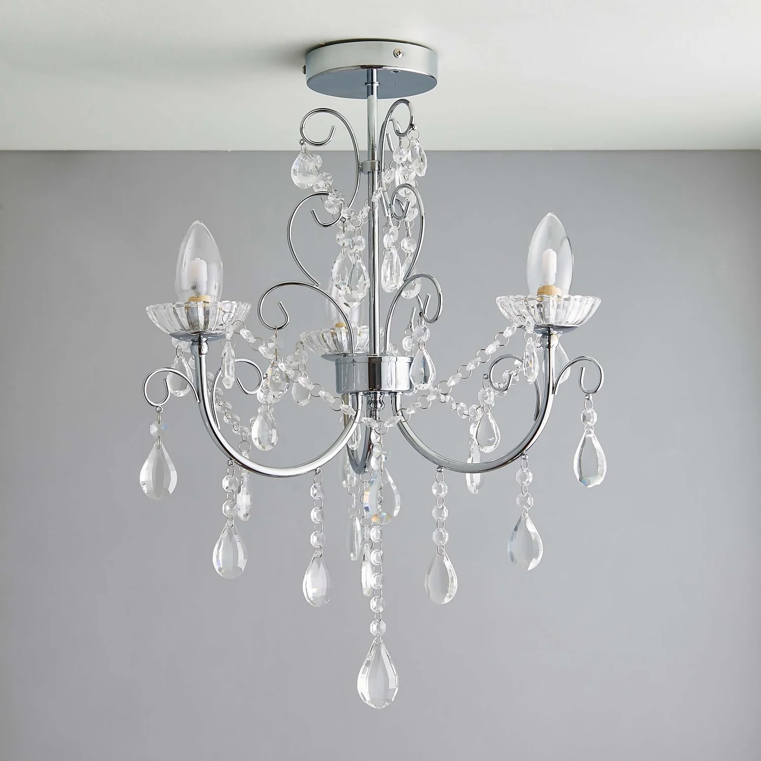 Shanzie Semi Flush Bathroom Chandelier Light - Chrome Effect 6 Shanzie Semi Flush Bathroom Chandelier Light - Chrome Effect - Image 4