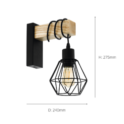 Eglo Townshend 5 Wall Light - Black & Wood -Chic Lighting Store 14302940 2045038224159390