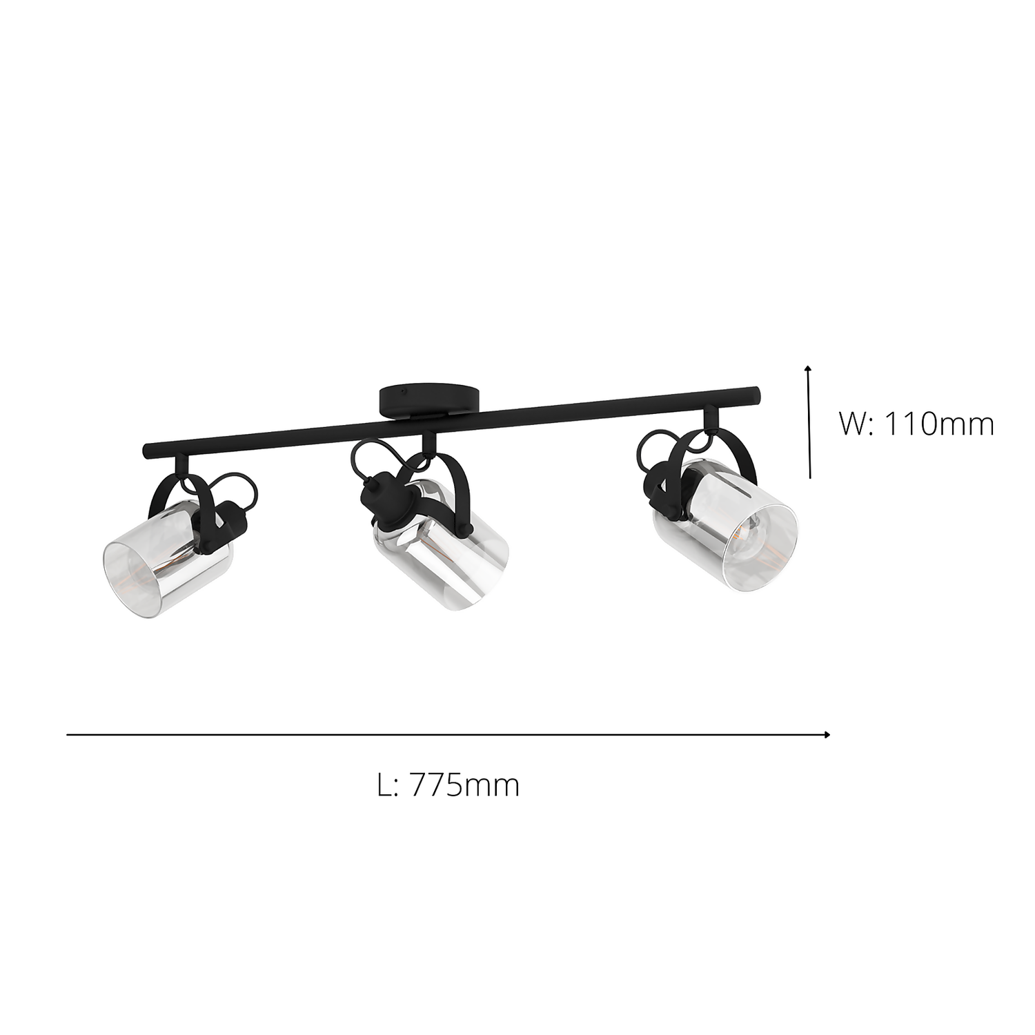 Eglo Berregas 3 Lamp Spotlight - Black & Transparent 7 Eglo Berregas 3 Lamp Spotlight - Black & Transparent - Image 5